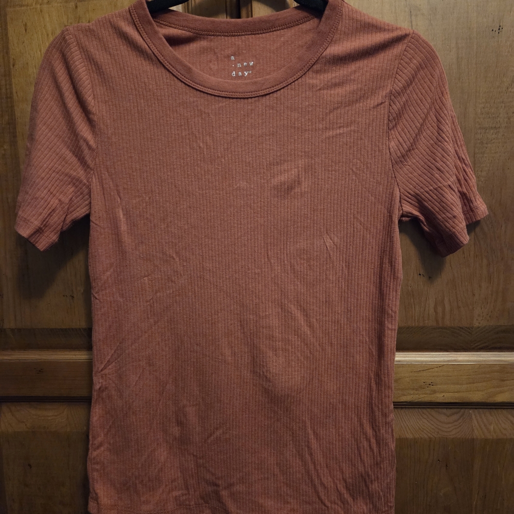 a new day Burnt Orange Ribbed Tee